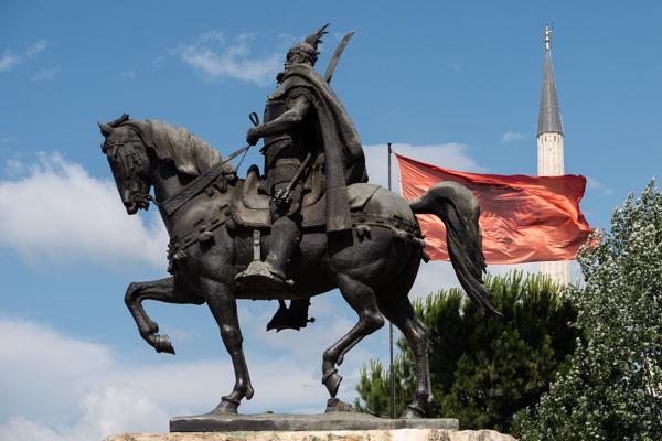 Skanderbeg Monument. Tirana, Albania. 2023.