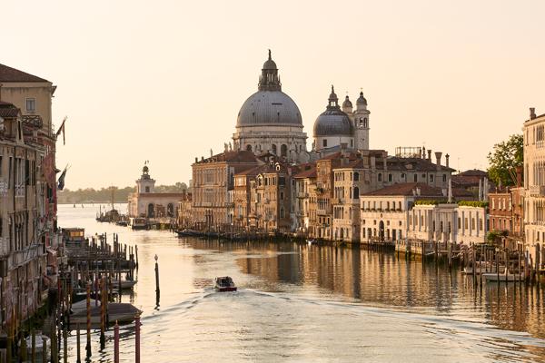 Santa Maria della Salute and Canal Grande from Ponte dell'Accademia. Venice, Italy. 2020.